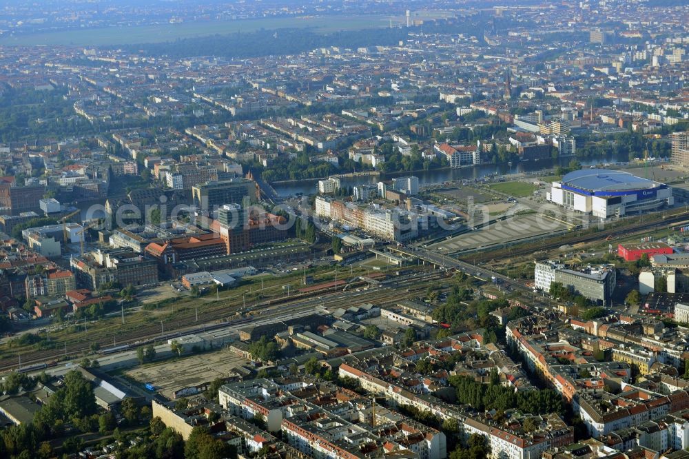 Aerial photograph Berlin - Area of ??the S-Bahn station Warschauer Strasse in Berlin before the planned modernization