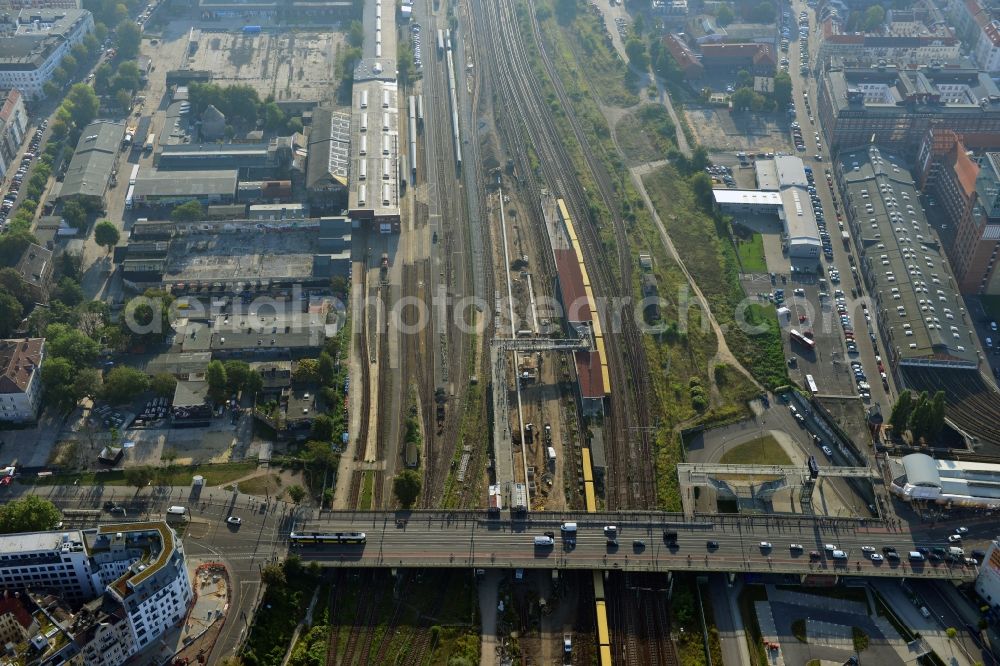 Berlin from above - Area of ??the S-Bahn station Warschauer Strasse in Berlin before the planned modernization