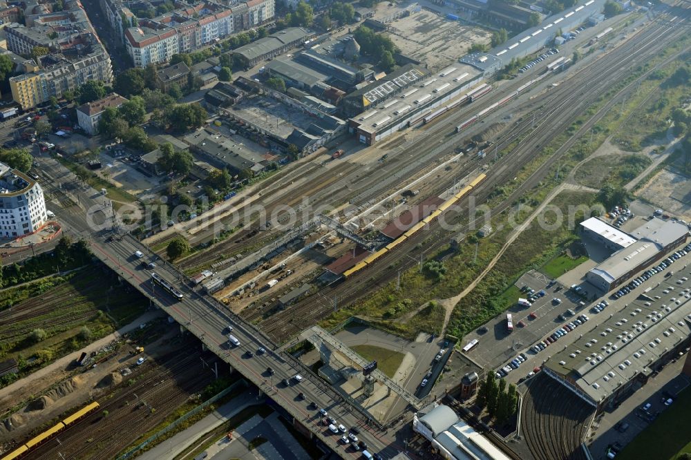 Aerial photograph Berlin - Area of ??the S-Bahn station Warschauer Strasse in Berlin before the planned modernization