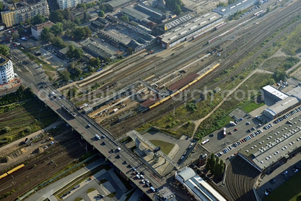 Berlin from above - Area of ??the S-Bahn station Warschauer Strasse in Berlin before the planned modernization