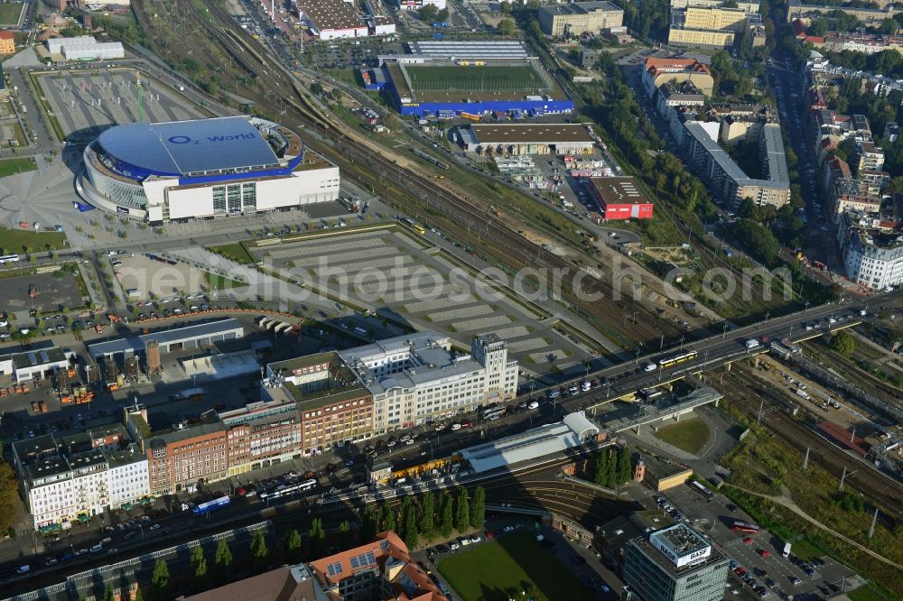 Berlin from the bird's eye view: Area of ??the S-Bahn station Warschauer Strasse in Berlin before the planned modernization