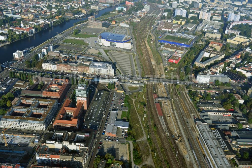 Aerial photograph Berlin - Area of ??the S-Bahn station Warschauer Strasse in Berlin before the planned modernization