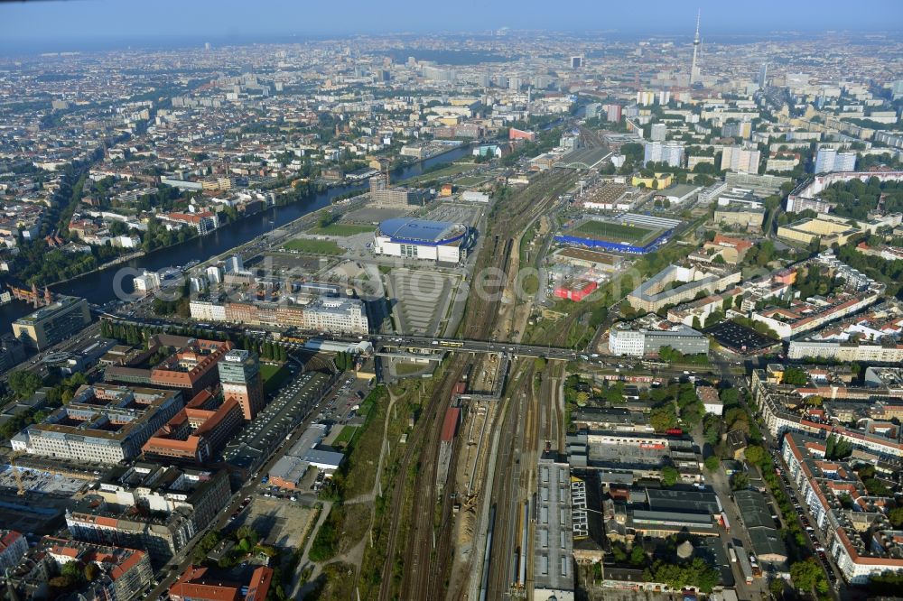 Berlin from above - Area of ??the S-Bahn station Warschauer Strasse in Berlin before the planned modernization