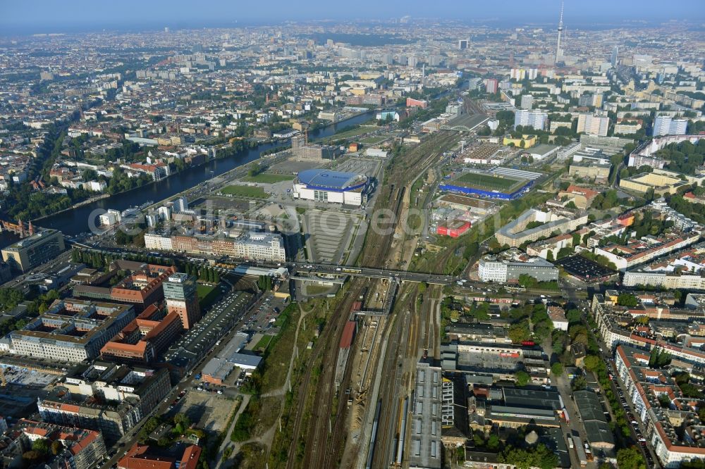 Berlin from the bird's eye view: Area of ??the S-Bahn station Warschauer Strasse in Berlin before the planned modernization