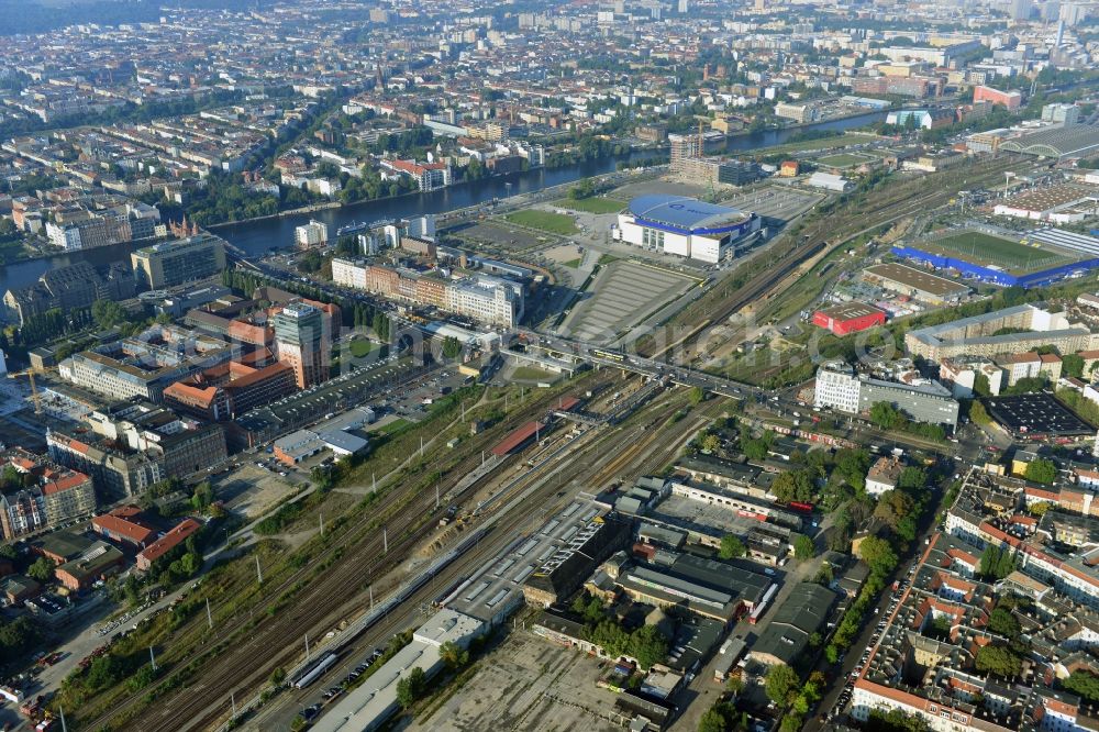 Aerial photograph Berlin - Area of ??the S-Bahn station Warschauer Strasse in Berlin before the planned modernization