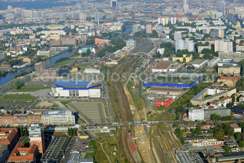 Aerial image Berlin - Area of ??the S-Bahn station Warschauer Strasse in Berlin before the planned modernization