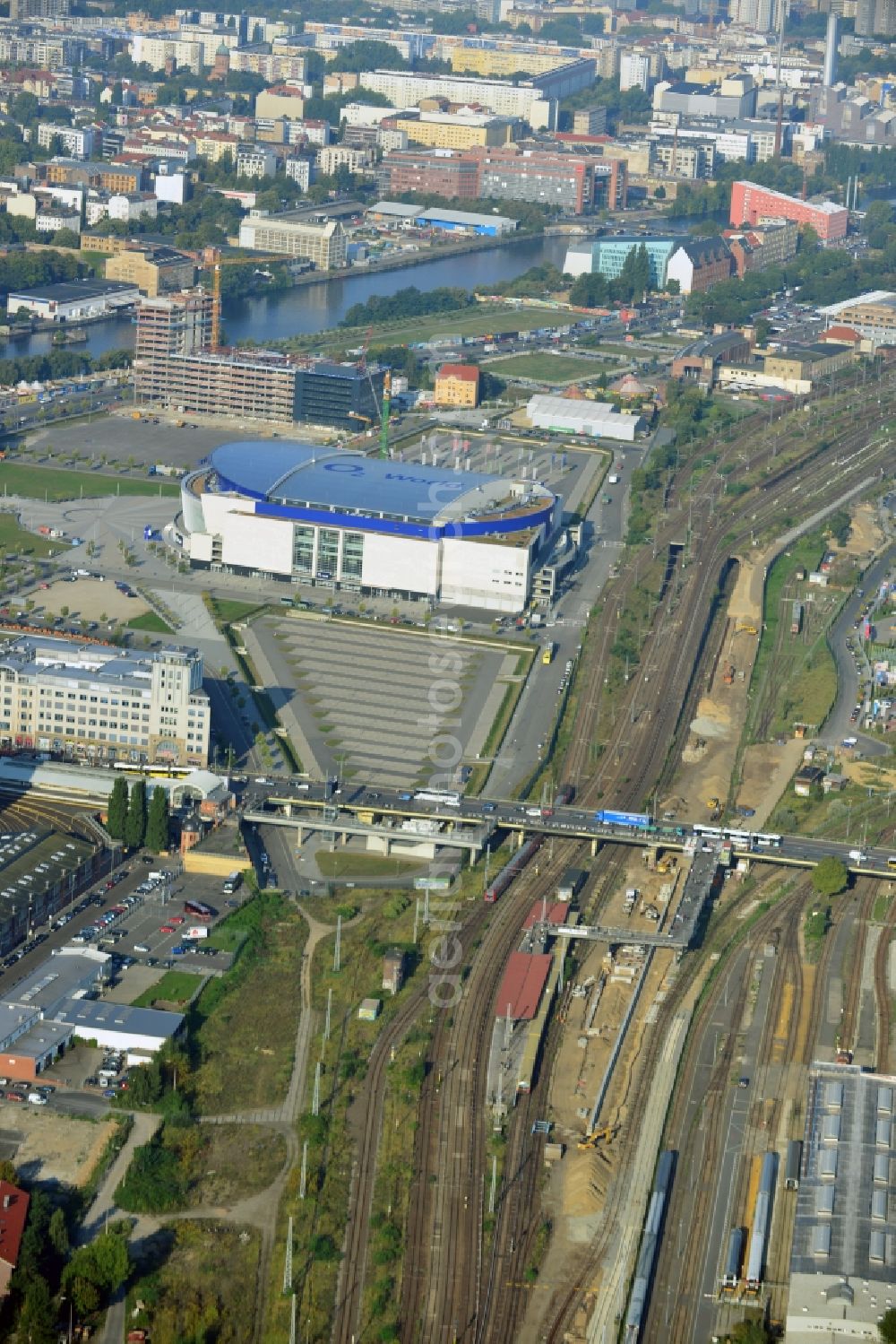 Aerial photograph Berlin - Area of ??the S-Bahn station Warschauer Strasse in Berlin before the planned modernization