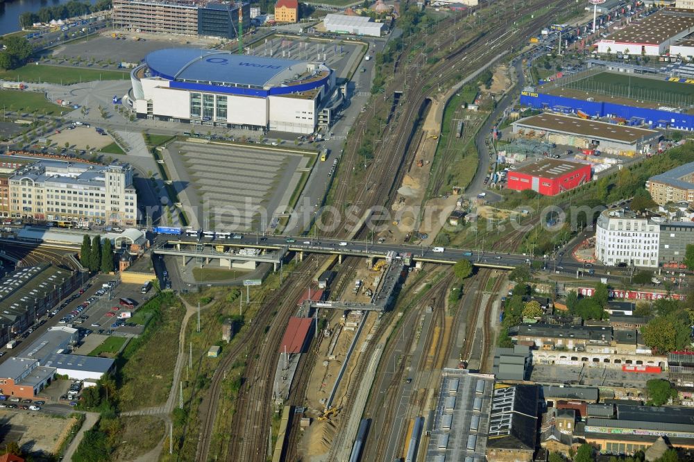 Berlin from above - Area of ??the S-Bahn station Warschauer Strasse in Berlin before the planned modernization