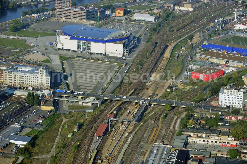 Berlin from the bird's eye view: Area of ??the S-Bahn station Warschauer Strasse in Berlin before the planned modernization