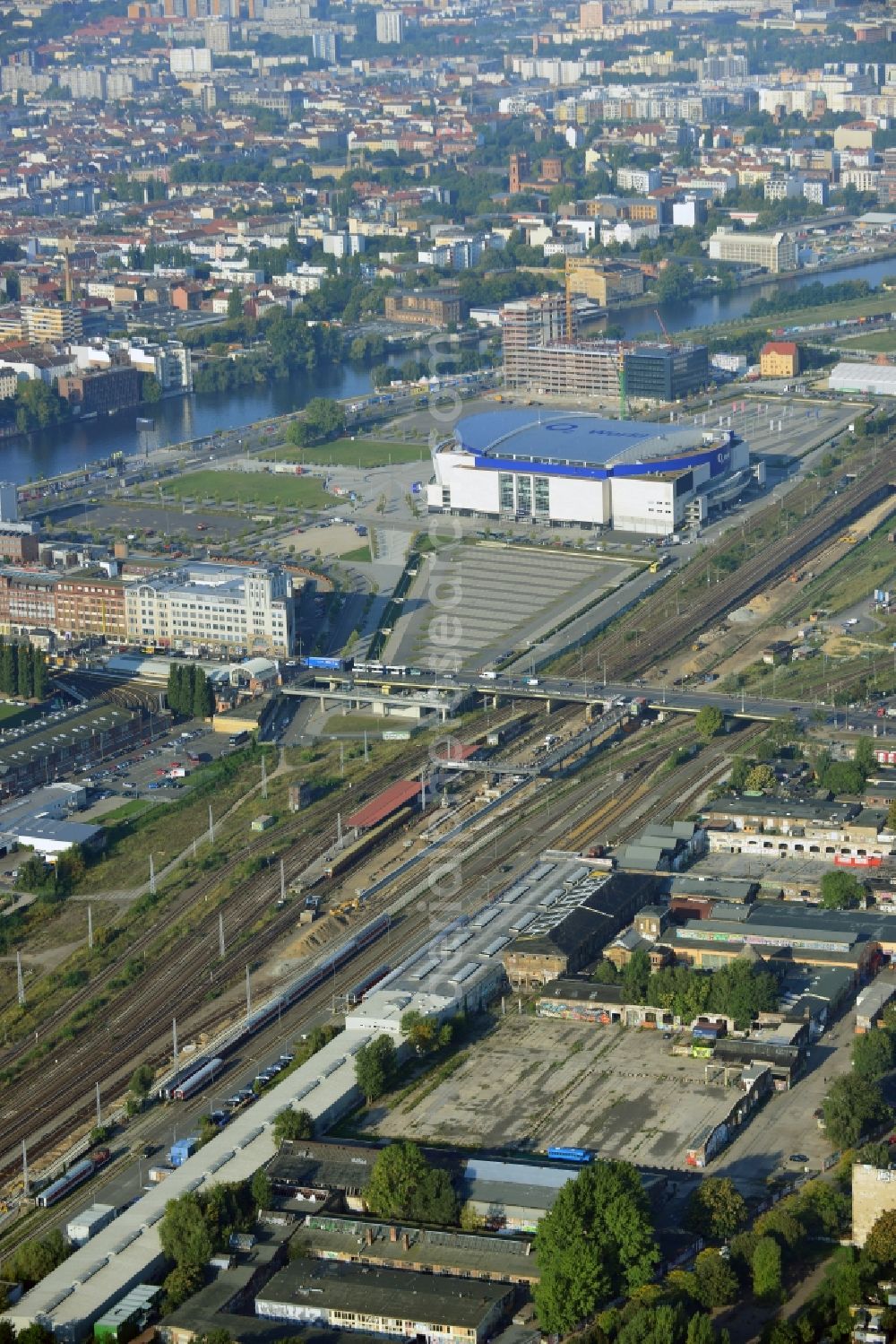 Aerial photograph Berlin - Area of ??the S-Bahn station Warschauer Strasse in Berlin before the planned modernization