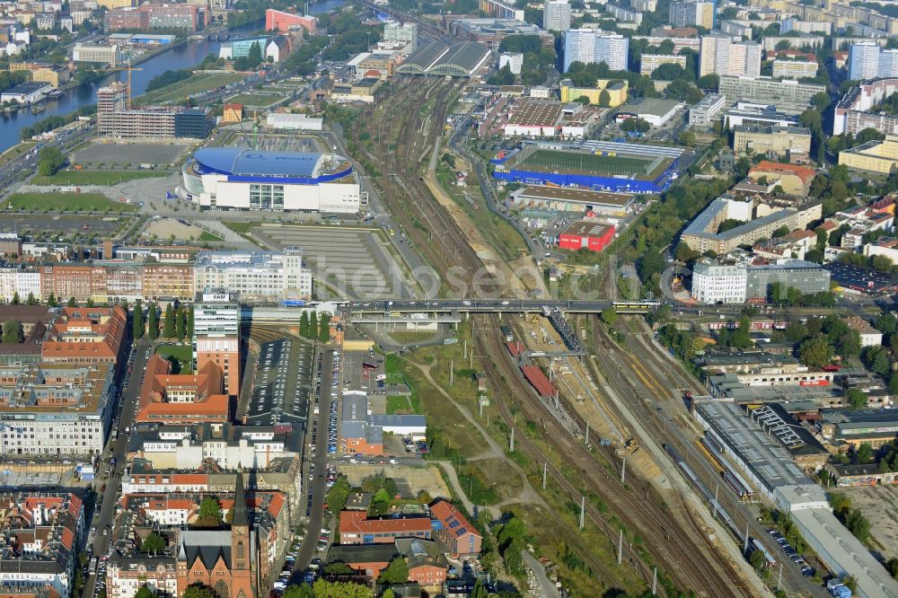 Berlin from above - Area of ??the S-Bahn station Warschauer Strasse in Berlin before the planned modernization