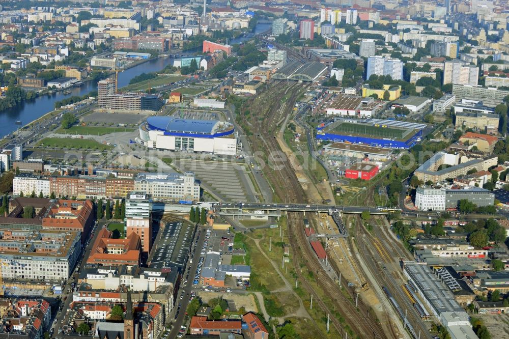 Berlin from the bird's eye view: Area of ??the S-Bahn station Warschauer Strasse in Berlin before the planned modernization