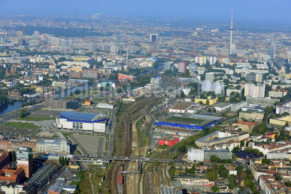 Aerial photograph Berlin - Area of ??the S-Bahn station Warschauer Strasse in Berlin before the planned modernization