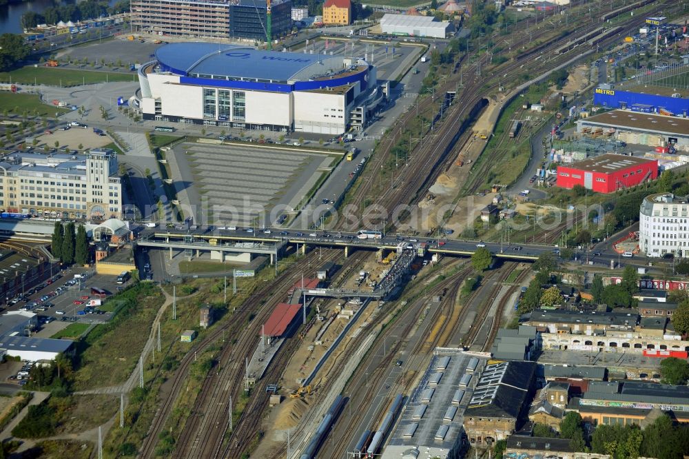 Berlin from the bird's eye view: Area of ??the S-Bahn station Warschauer Strasse in Berlin before the planned modernization