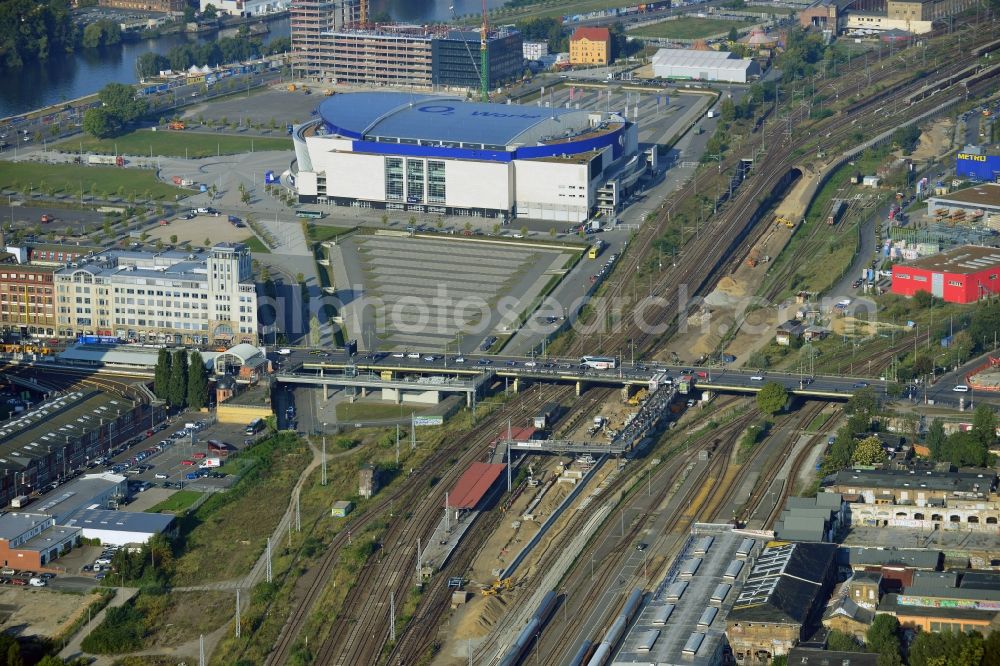 Aerial image Berlin - Area of ??the S-Bahn station Warschauer Strasse in Berlin before the planned modernization