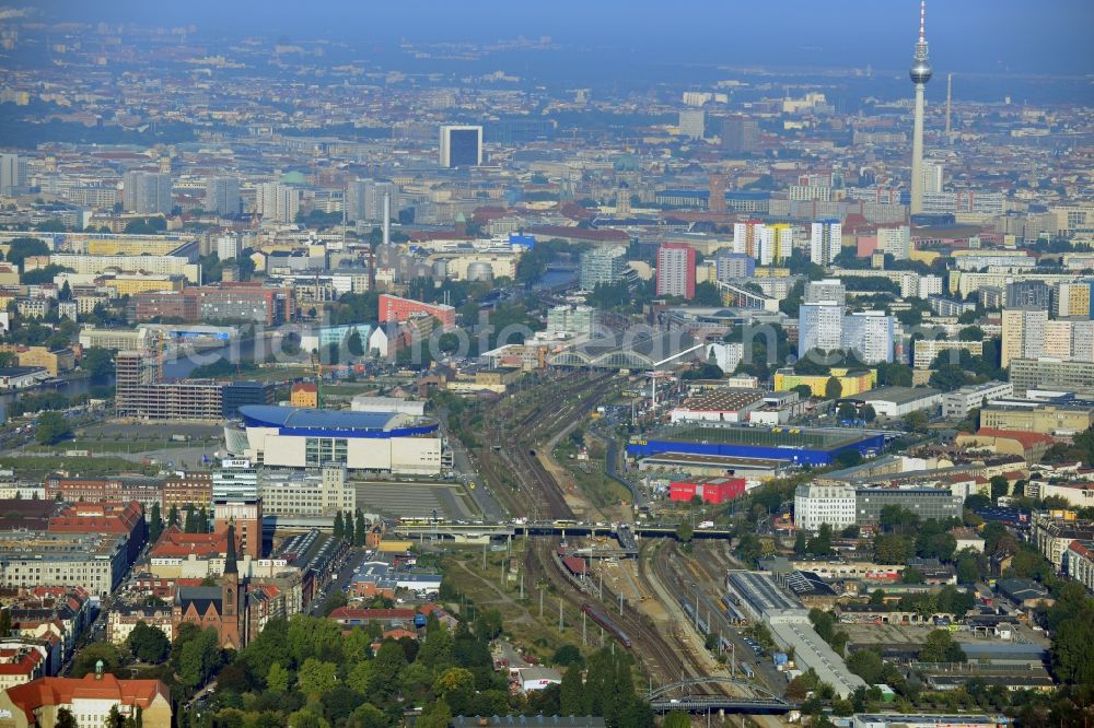 Berlin from above - Area of ??the S-Bahn station Warschauer Strasse in Berlin before the planned modernization