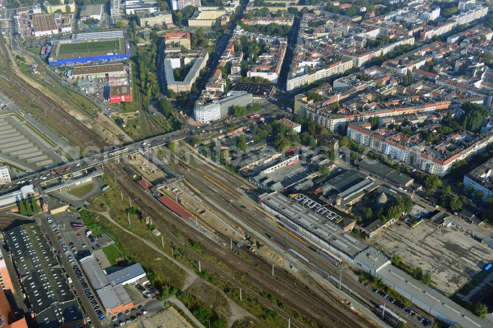 Berlin from above - Area of ??the S-Bahn station Warschauer Strasse in Berlin before the planned modernization