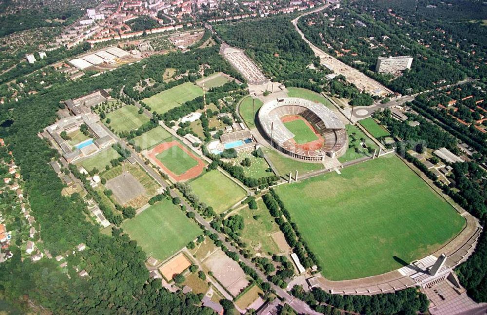 Aerial photograph Berlin - The site of the Berlin Olypiastadion / Olymiapark Berlin during the reconstruction by WALTER BAU AG