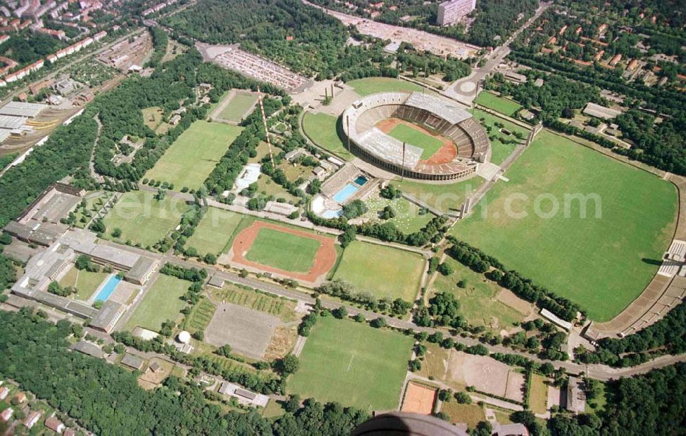 Berlin from the bird's eye view: The site of the Berlin Olypiastadion / Olymiapark Berlin during the reconstruction by WALTER BAU AG