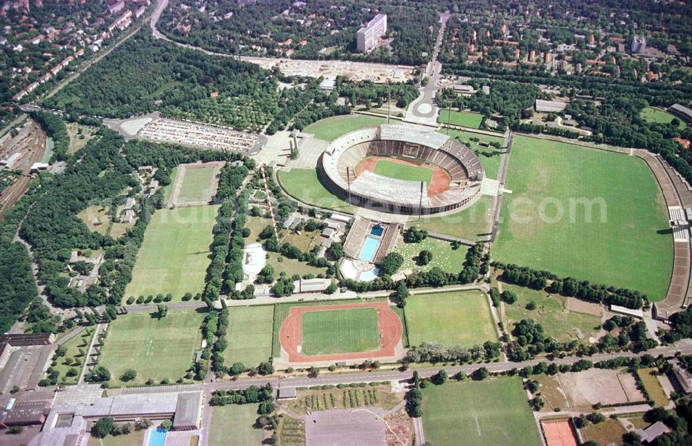 Aerial photograph Berlin - The site of the Berlin Olypiastadion / Olymiapark Berlin during the reconstruction by WALTER BAU AG