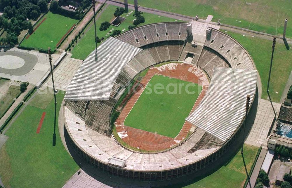 Berlin from above - The site of the Berlin Olypiastadion / Olymiapark Berlin during the reconstruction by WALTER BAU AG