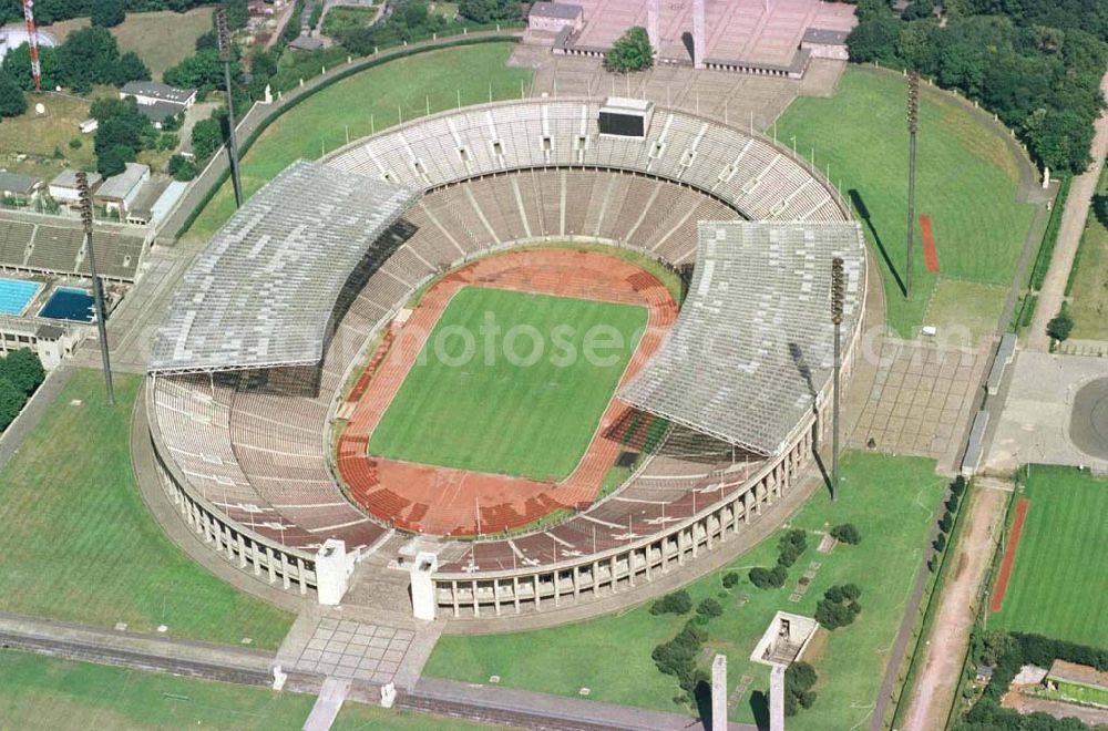 Berlin from above - The site of the Berlin Olypiastadion / Olymiapark Berlin during the reconstruction by WALTER BAU AG