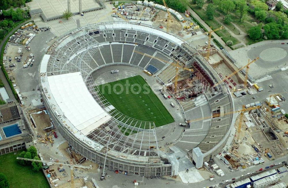 Berlin from the bird's eye view: The site of the Berlin Olypiastadion / Olymiapark Berlin during the reconstruction by WALTER BAU AG