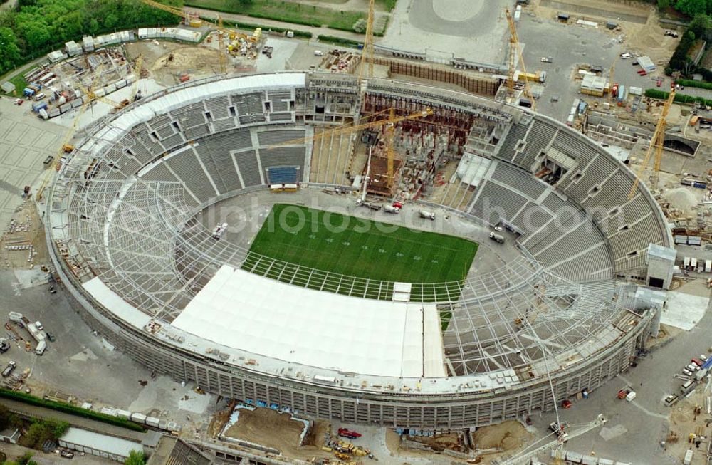 Aerial photograph Berlin - The site of the Berlin Olypiastadion / Olymiapark Berlin during the reconstruction by WALTER BAU AG