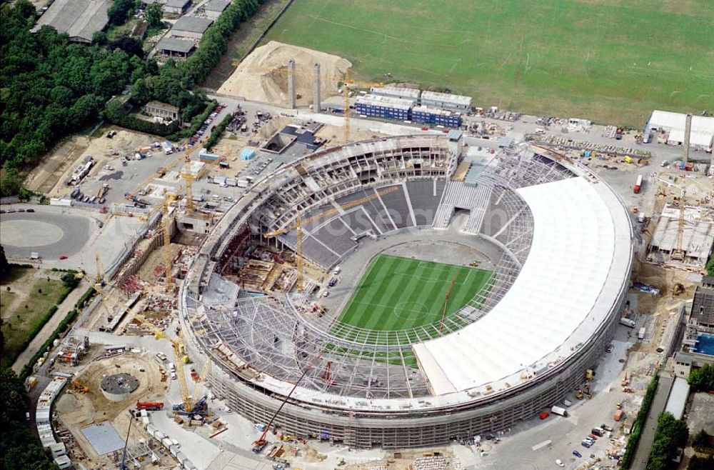 Aerial image Berlin - The site of the Berlin Olypiastadion / Olymiapark Berlin during the reconstruction by WALTER BAU AG