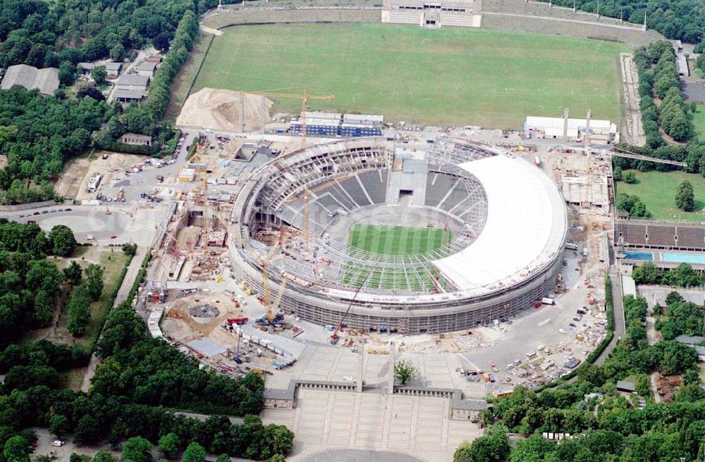 Aerial image Berlin - The site of the Berlin Olypiastadion / Olymiapark Berlin during the reconstruction by WALTER BAU AG