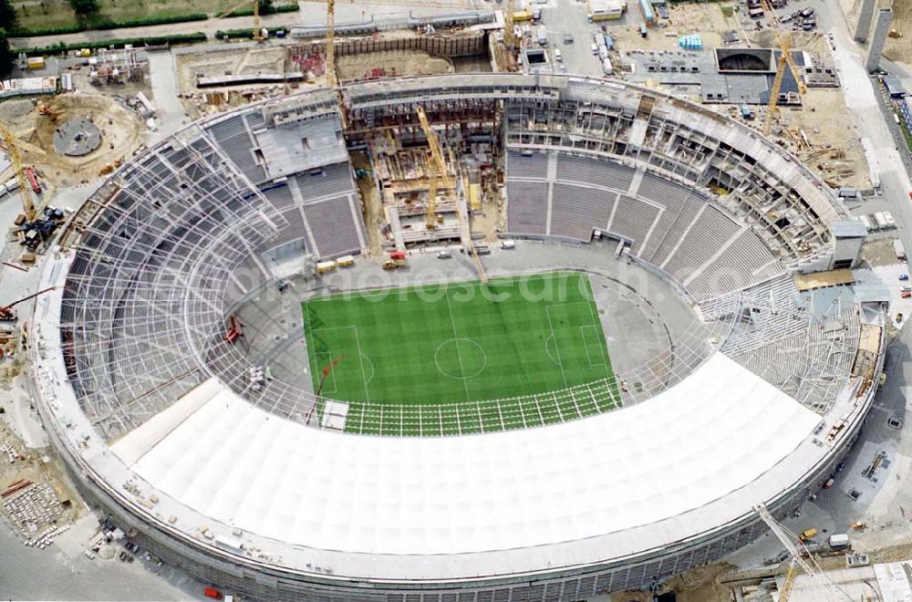 Berlin from the bird's eye view: The site of the Berlin Olypiastadion / Olymiapark Berlin during the reconstruction by WALTER BAU AG