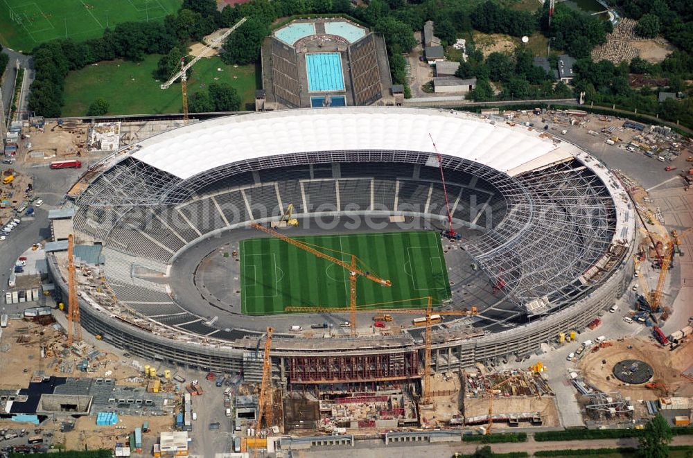 Aerial image Berlin - The site of the Berlin Olypiastadion / Olymiapark Berlin during the reconstruction by WALTER BAU AG