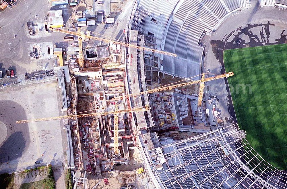 Aerial image Berlin - The site of the Berlin Olypiastadion / Olymiapark Berlin during the reconstruction by WALTER BAU AG