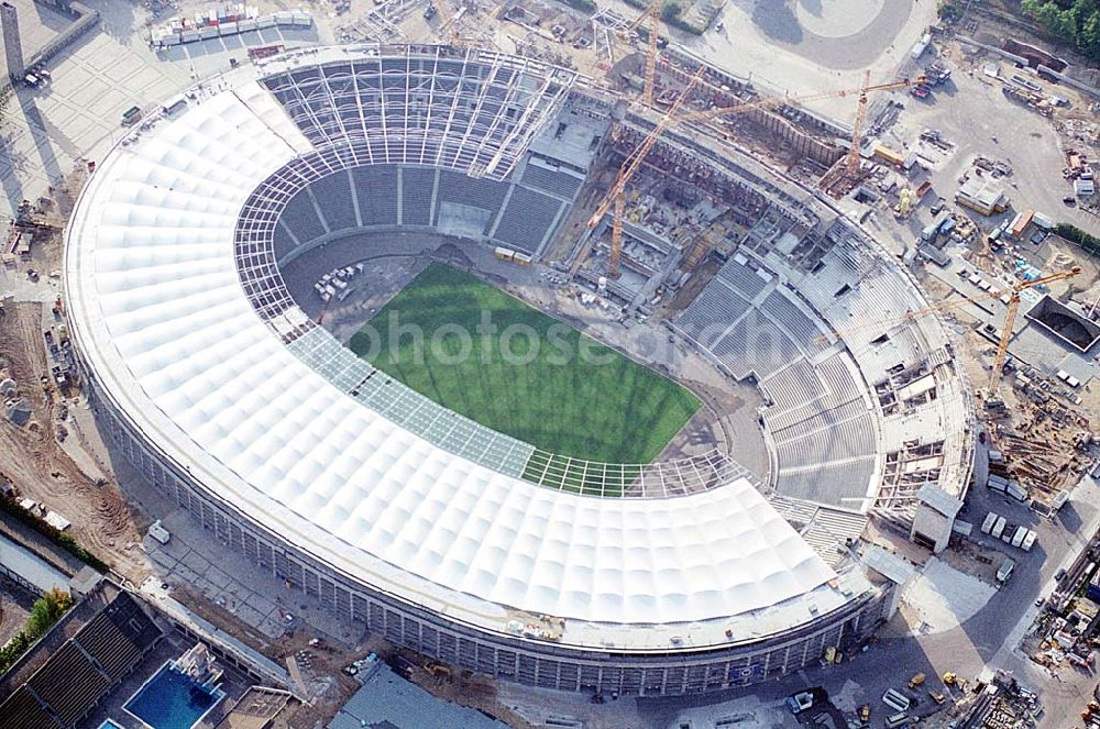 Berlin from above - The site of the Berlin Olypiastadion / Olymiapark Berlin during the reconstruction by WALTER BAU AG