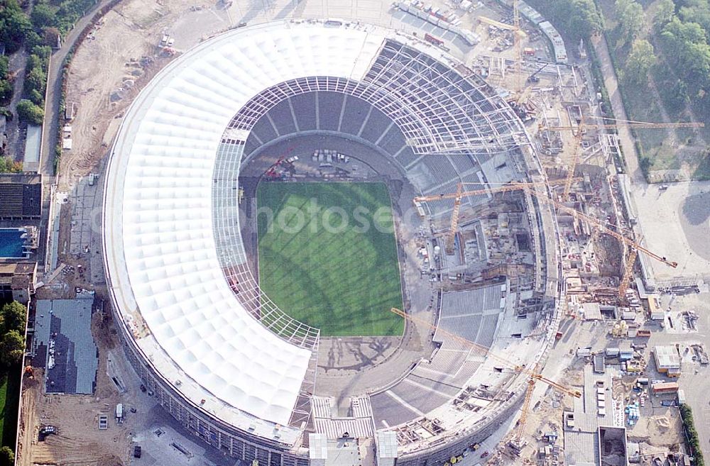 Berlin from the bird's eye view: The site of the Berlin Olypiastadion / Olymiapark Berlin during the reconstruction by WALTER BAU AG