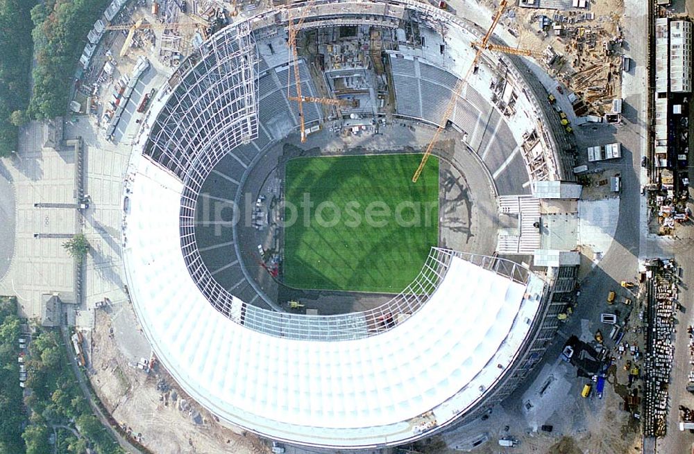 Aerial image Berlin - The site of the Berlin Olypiastadion / Olymiapark Berlin during the reconstruction by WALTER BAU AG