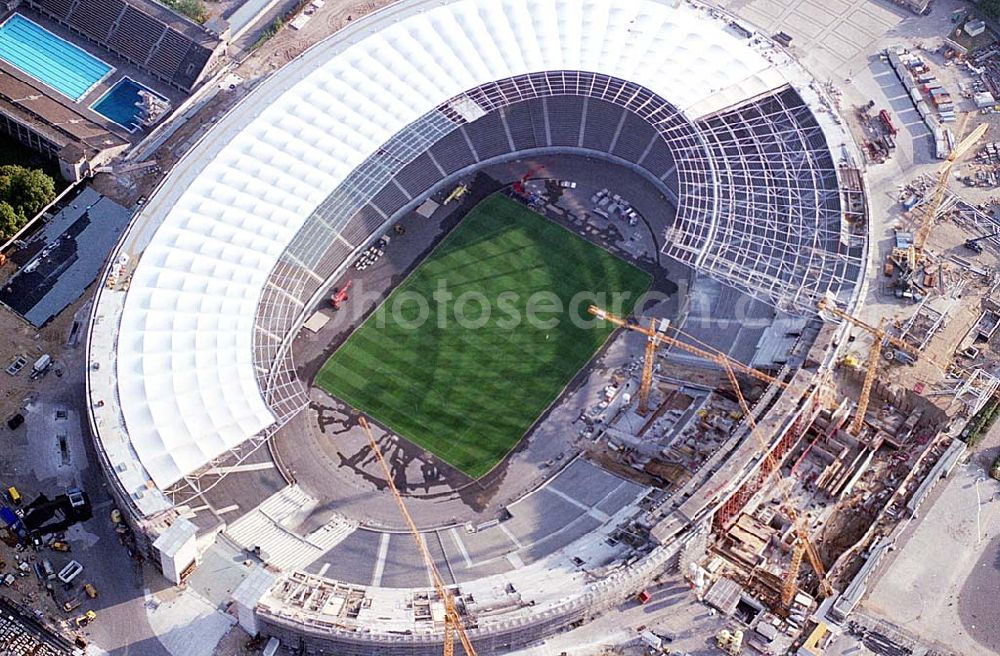 Berlin from above - The site of the Berlin Olypiastadion / Olymiapark Berlin during the reconstruction by WALTER BAU AG