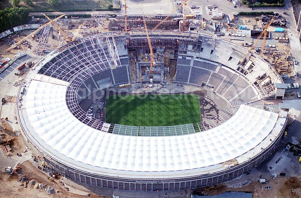 Aerial image Berlin - The site of the Berlin Olypiastadion / Olymiapark Berlin during the reconstruction by WALTER BAU AG