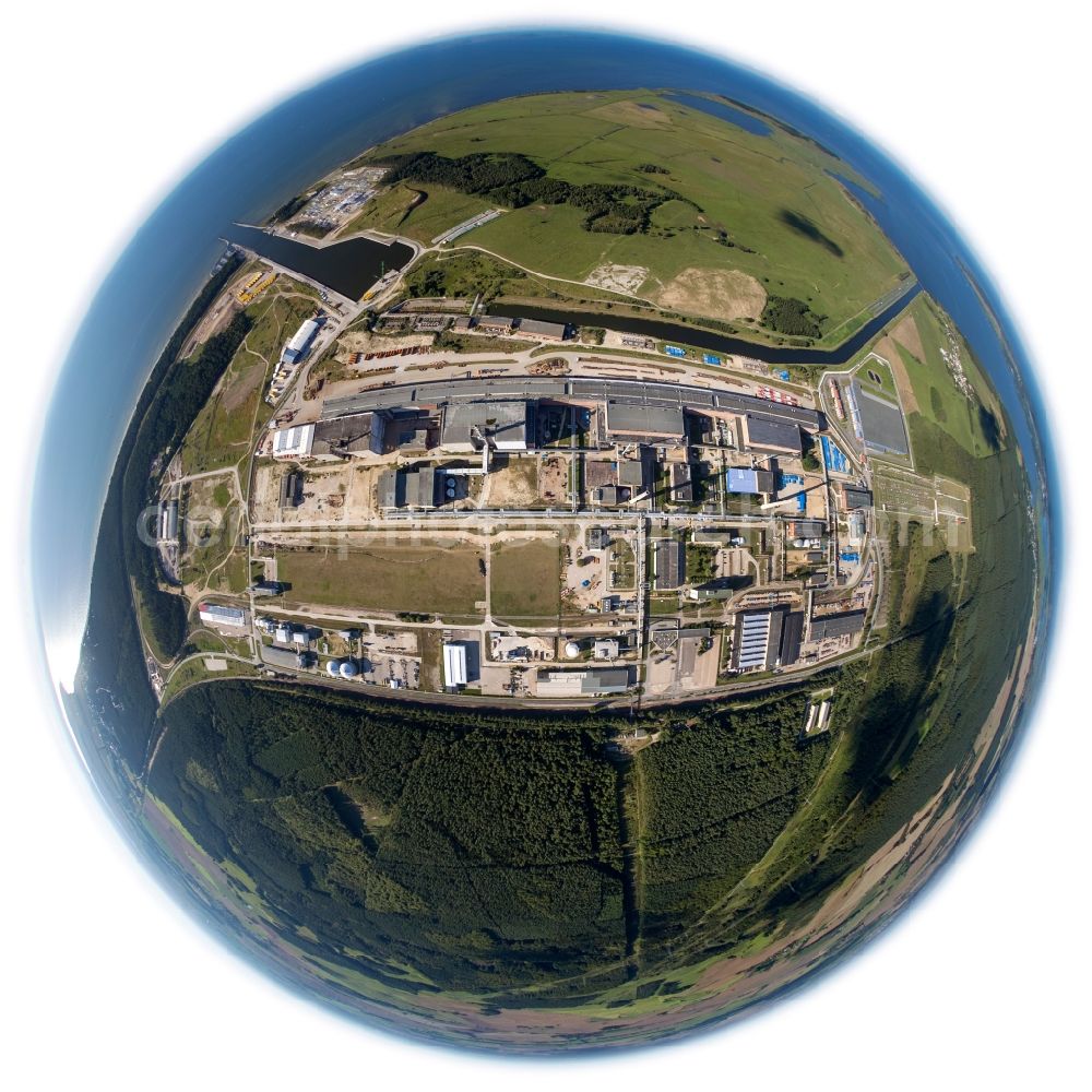 Aerial photograph Lubmin - Fish- eye- view of Site of the former Greifswald nuclear power station , also known as Lubmin nuclear power station