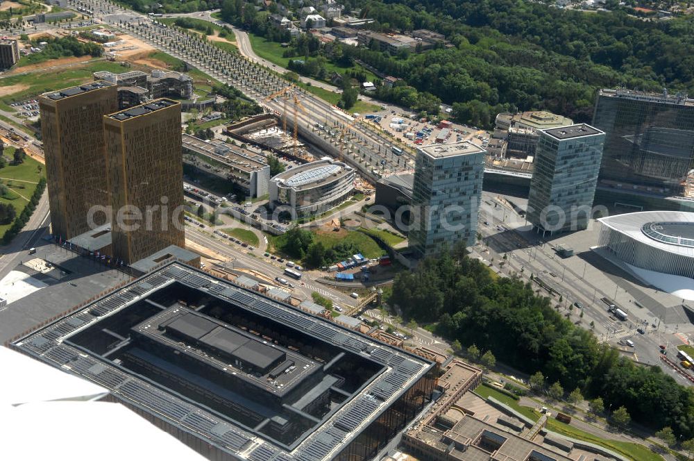 Aerial image Luxemburg - Blick auf das Areal des Europäischen Gerichtshof im Europaviertel in Luxemburg. Es befindet sich auf dem Kirchberg-Plateau in Luxemburg (Stadt).