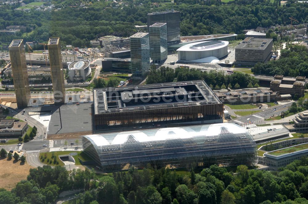 Aerial image Luxemburg - Blick auf das Areal des Europäischen Gerichtshof im Europaviertel in Luxemburg. Es befindet sich auf dem Kirchberg-Plateau in Luxemburg (Stadt).