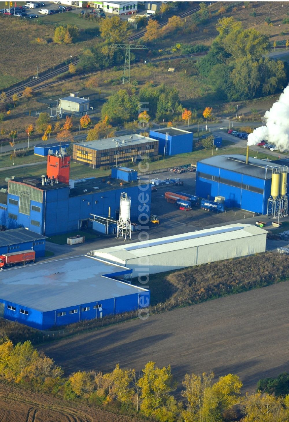 Premnitz from above - View of the work site of the Jacobi Carbons Service (Europe) GmbH in Premnitz in Brandenburg