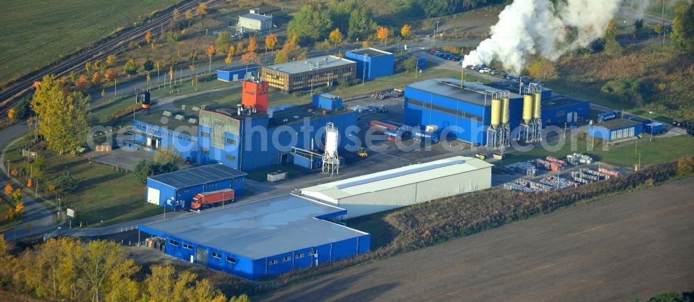 Premnitz from the bird's eye view: View of the work site of the Jacobi Carbons Service (Europe) GmbH in Premnitz in Brandenburg