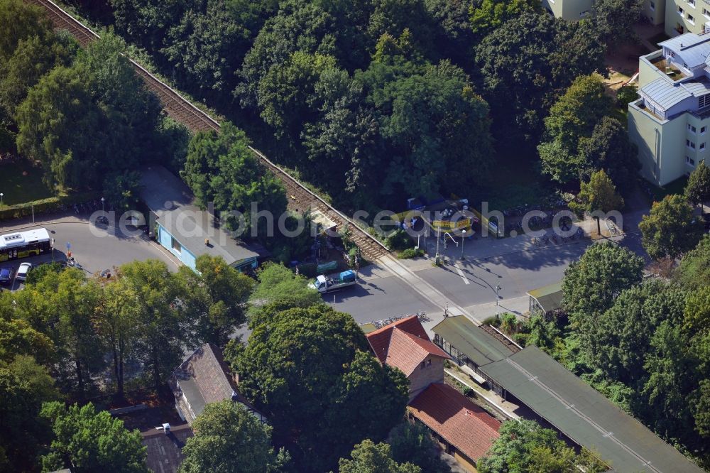 Berlin from above - The railway line Dresden Bahn near S-Bahn station Berlin Lichtenrade