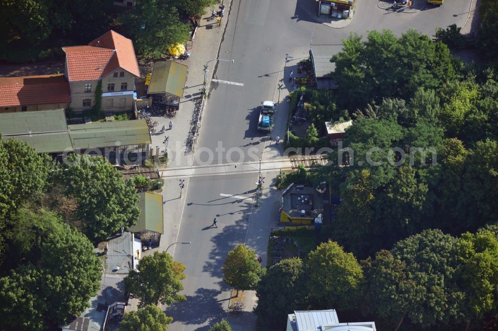 Aerial photograph Berlin - The railway line Dresden Bahn near S-Bahn station Berlin Lichtenrade