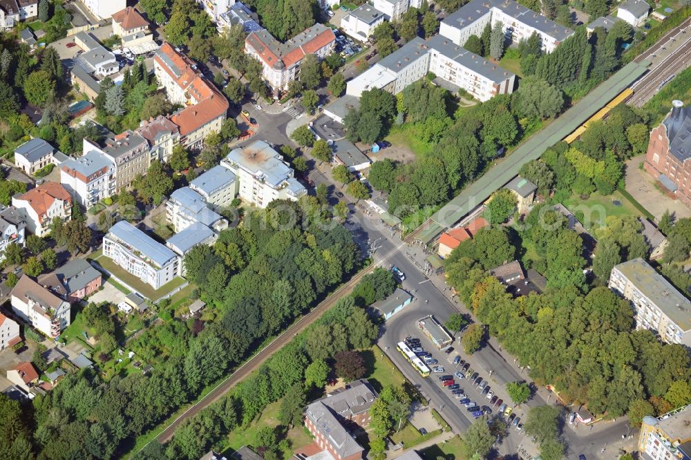 Berlin from above - The railway line Dresden Bahn near S-Bahn station Berlin Lichtenrade