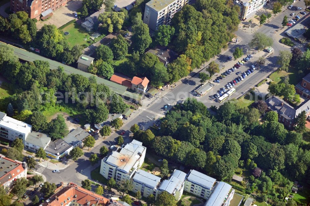 Berlin from above - The railway line Dresden Bahn near S-Bahn station Berlin Lichtenrade