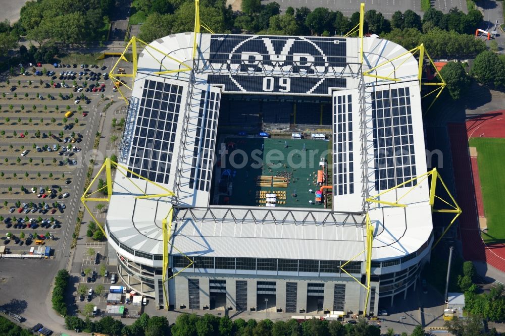 Aerial image Dortmund - The Stadium of Borussia Dortmund on Borusseum, the Signal Iduna Park Stadium