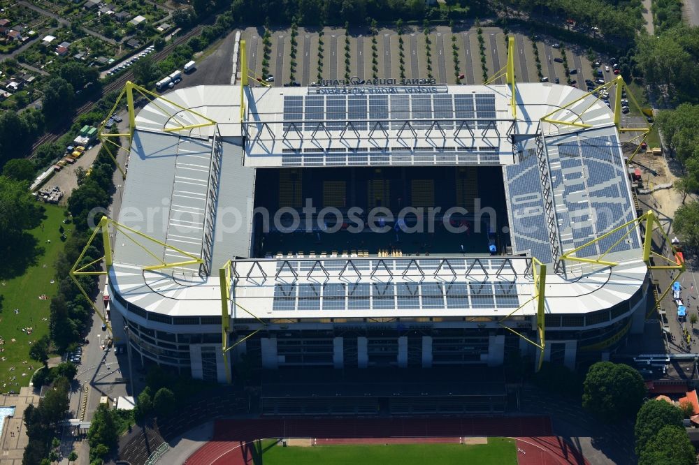 Dortmund from above - The Stadium of Borussia Dortmund on Borusseum, the Signal Iduna Park Stadium