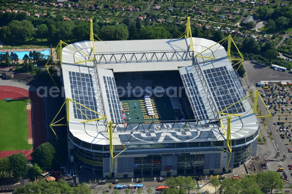 Aerial image Dortmund - The Stadium of Borussia Dortmund on Borusseum, the Signal Iduna Park Stadium